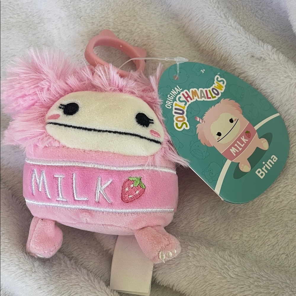 Squishmallows Brina Pink Milk Plush with clip nwt